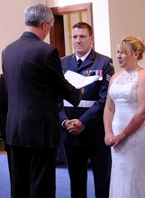 Revd David conducting the wedding of Jim and Wendy